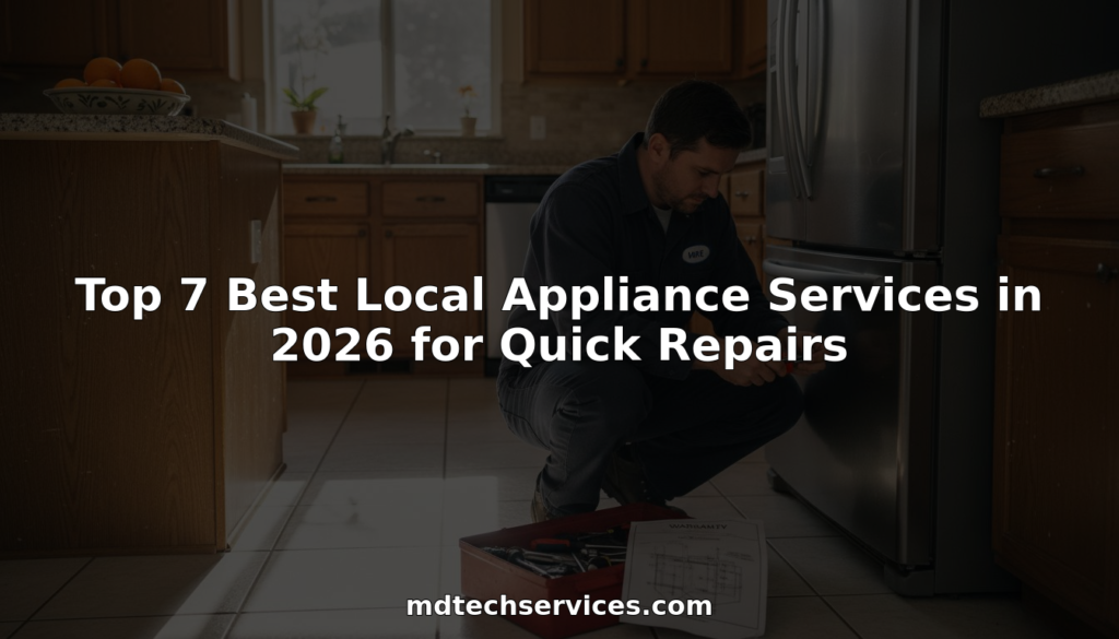 Technician repairing refrigerator in suburban kitchen