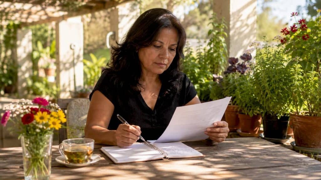 Homeowner reviewing technician license documents