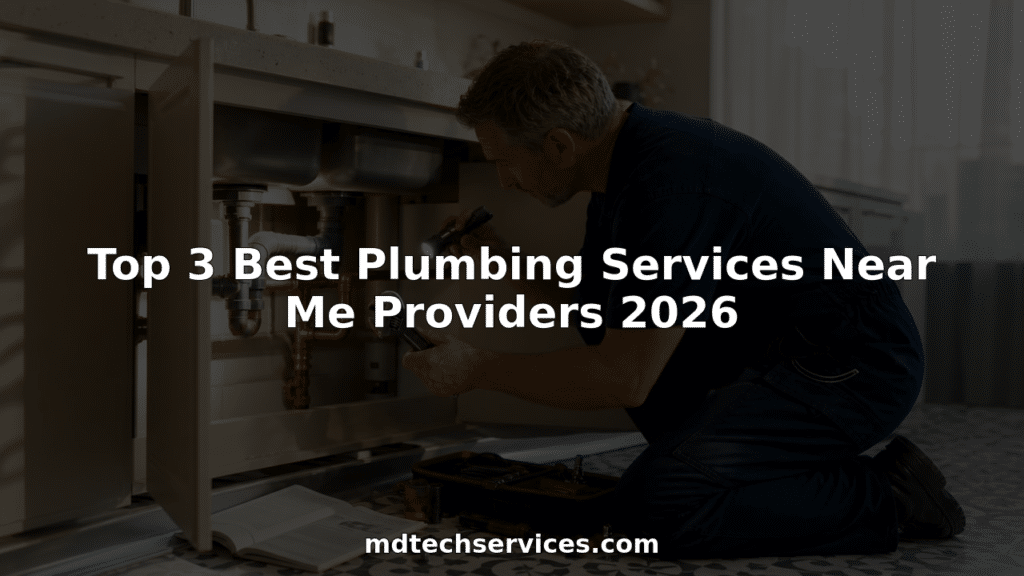 Plumber inspecting kitchen plumbing under sink cabinet