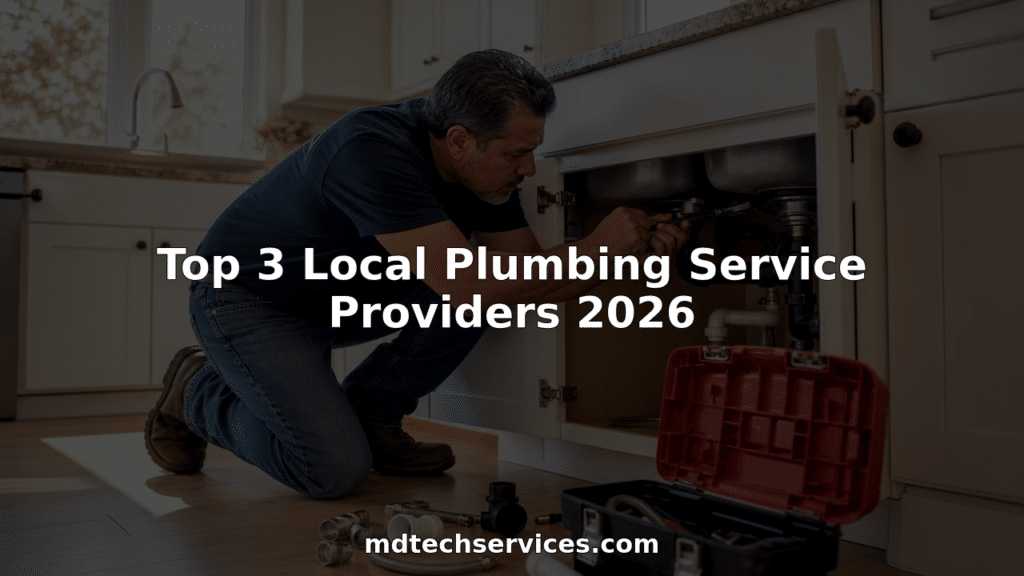 Plumber fixing pipes under kitchen sink
