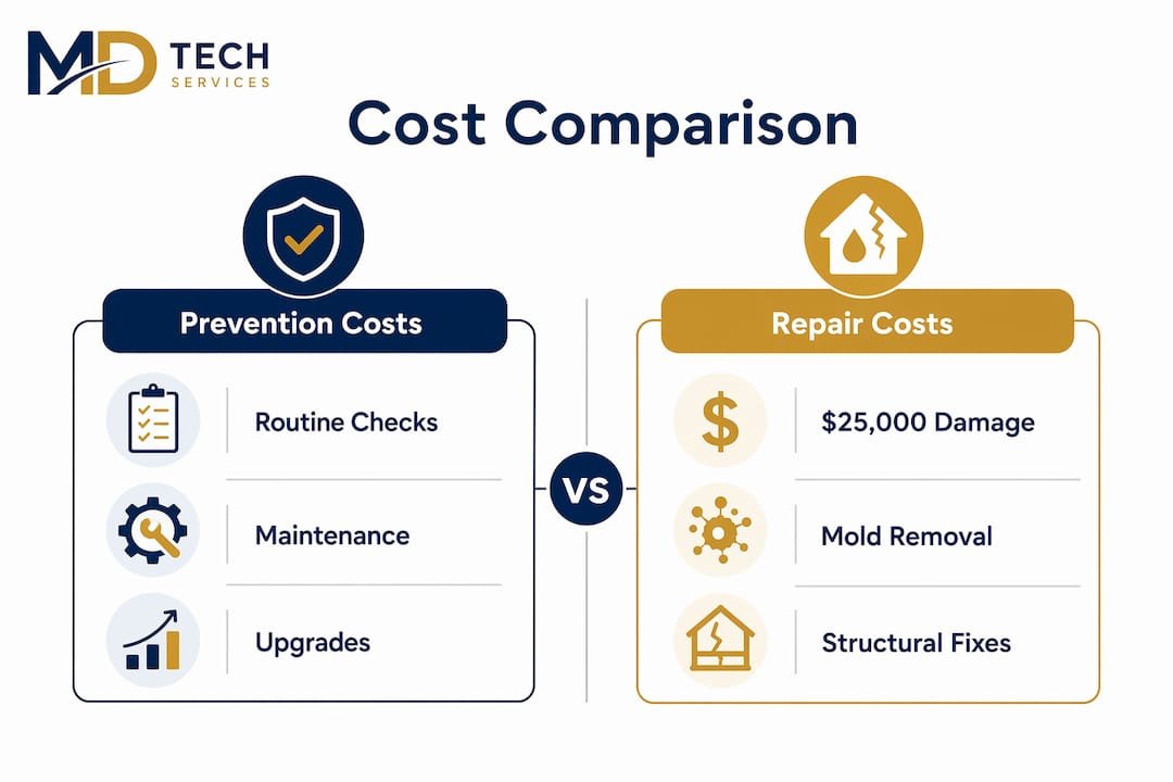 Infographic comparing prevention versus repair costs