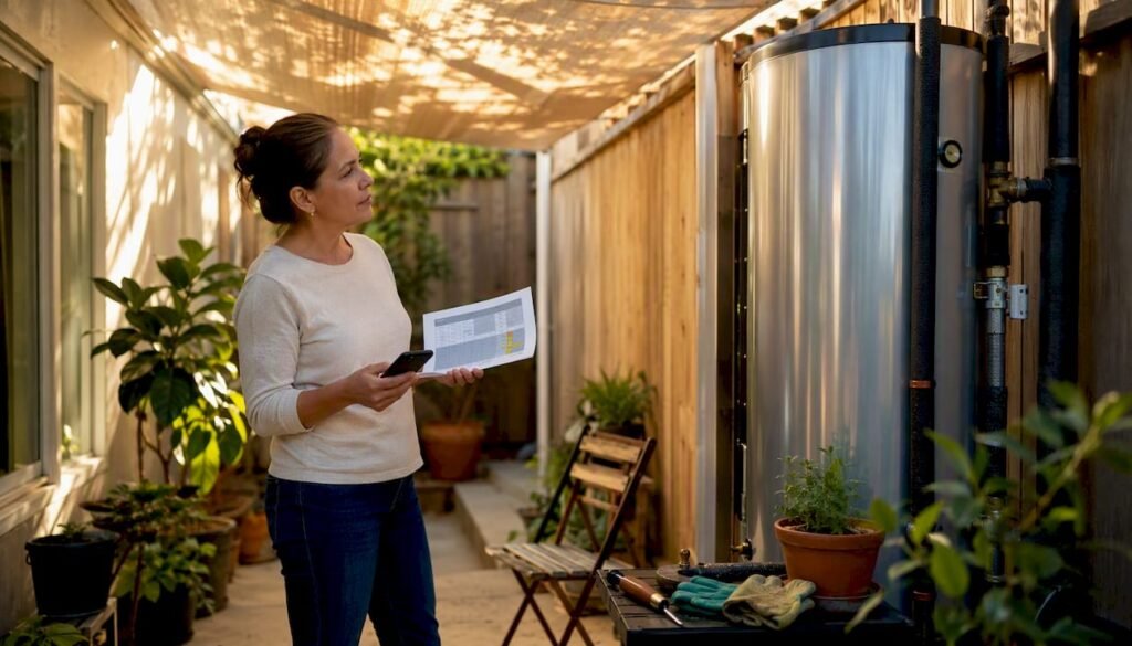 Homeowner comparing water heater options
