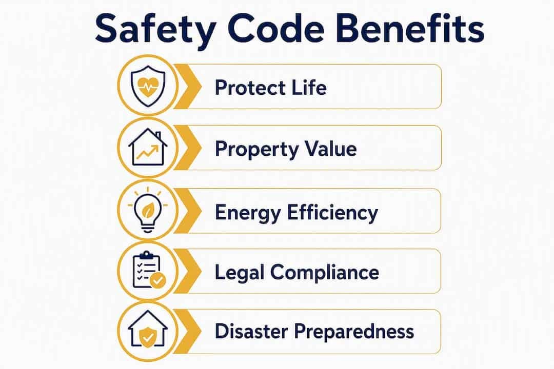 Infographic highlighting benefits of safety code enforcement