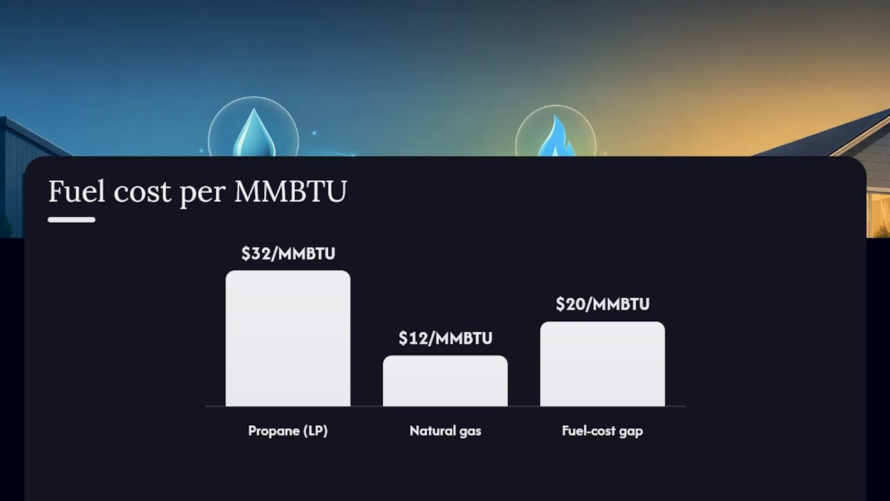 Diagram comparing LP and natural gas costs and payback