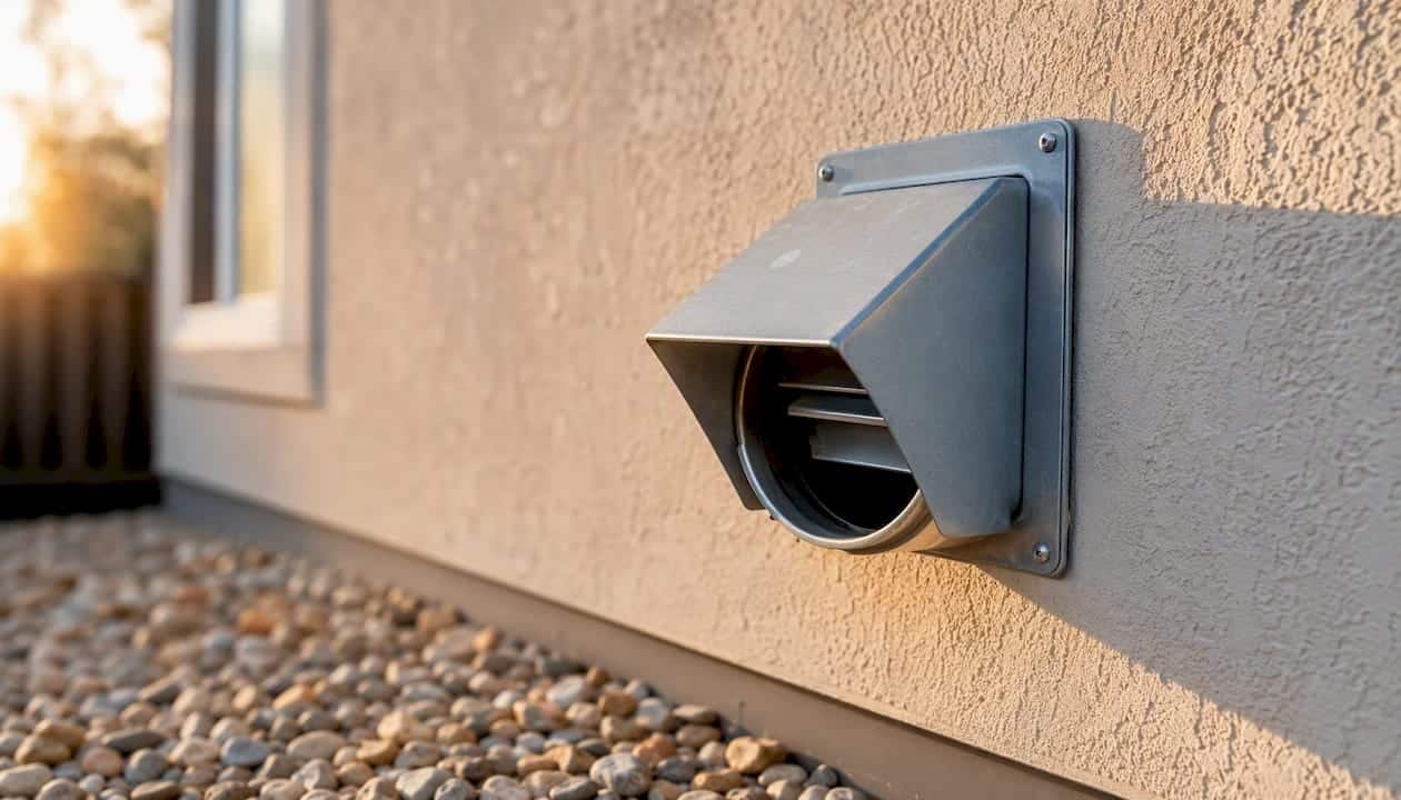 Backdraft damper on dryer vent termination outdoors