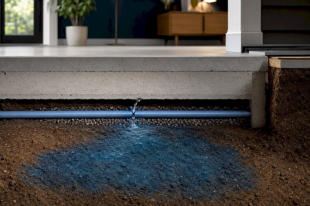 Illustration of hidden water beneath slab