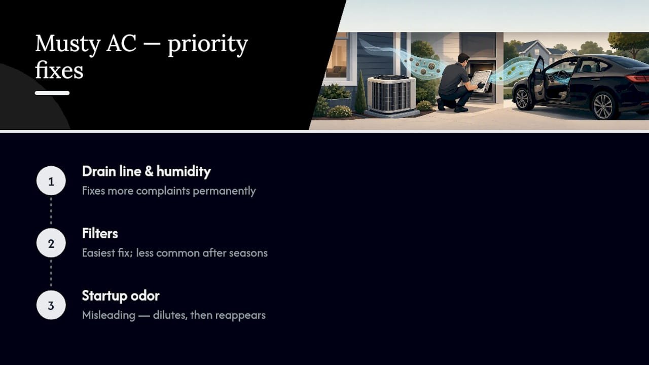 What Actually Matters When Your AC Smells Musty — overview diagram
