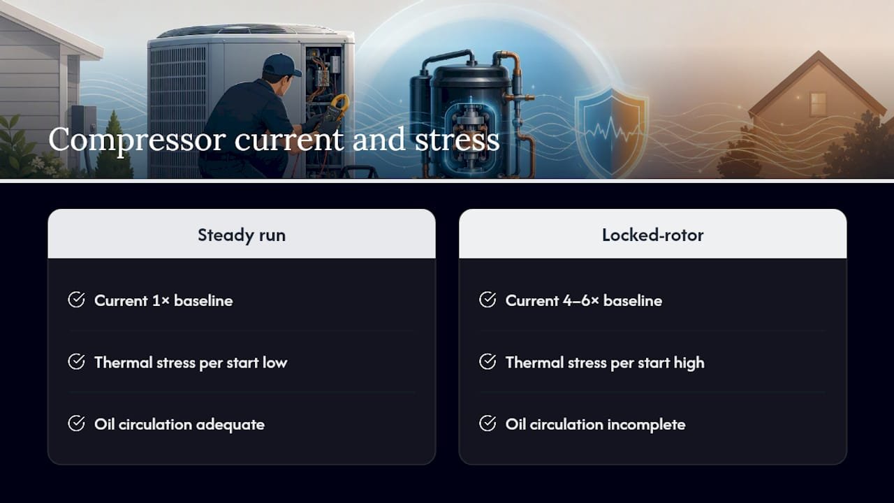 Compressor startup current versus running current