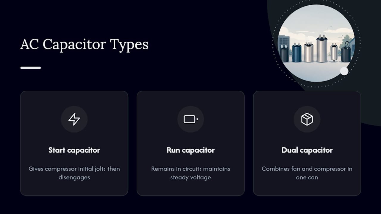 Start, run, and dual capacitor comparison