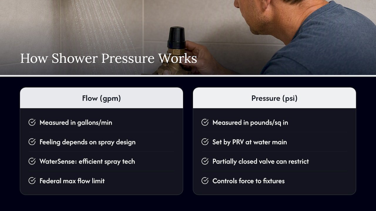 How shower water pressure actually works — overview diagram