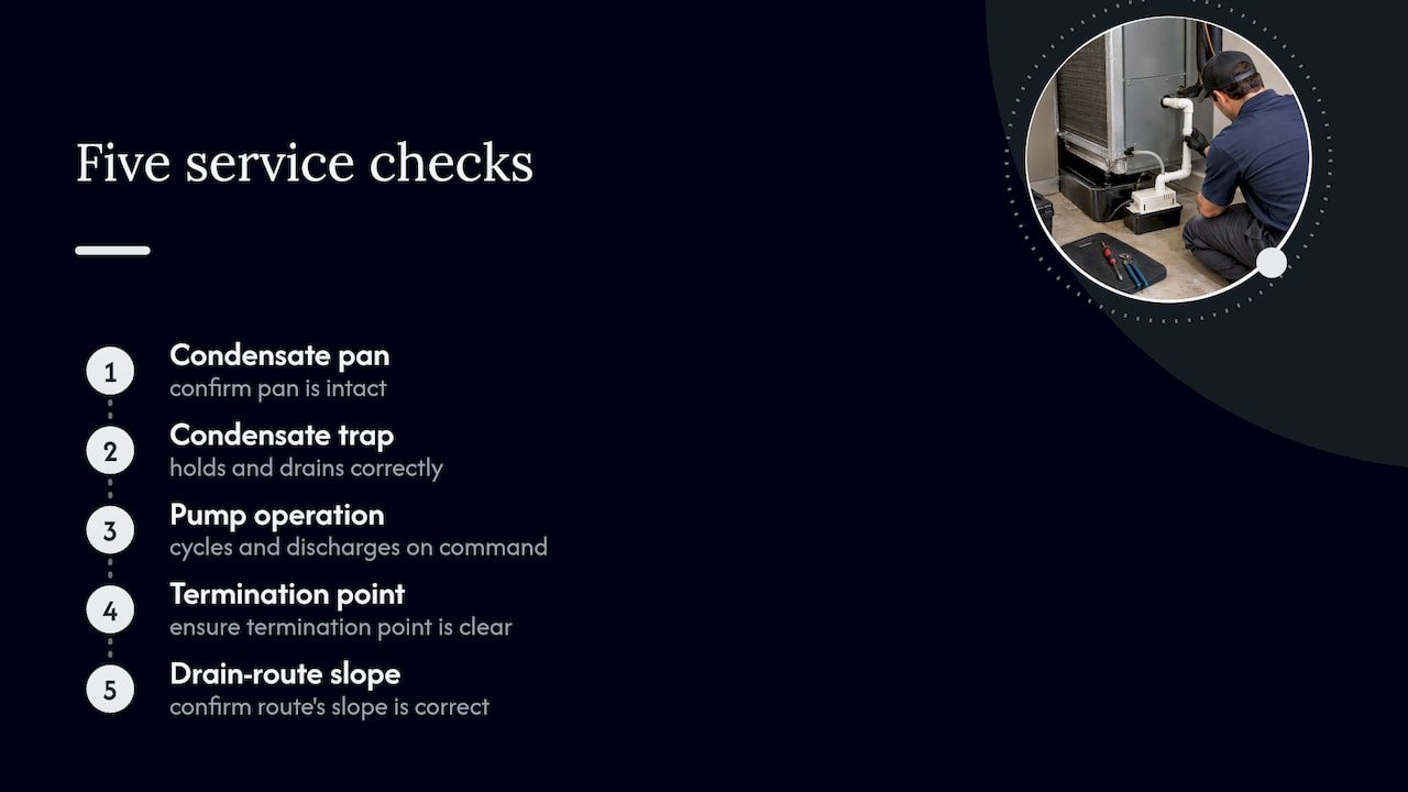 Five condensate drain inspection checkpoints