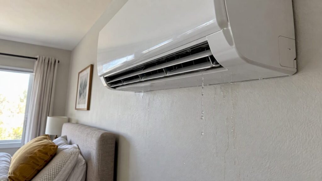 Water dripping from a bedroom mini-split