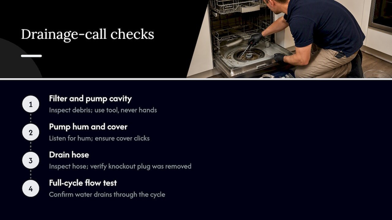 Six checks for diagnosing dishwasher drainage